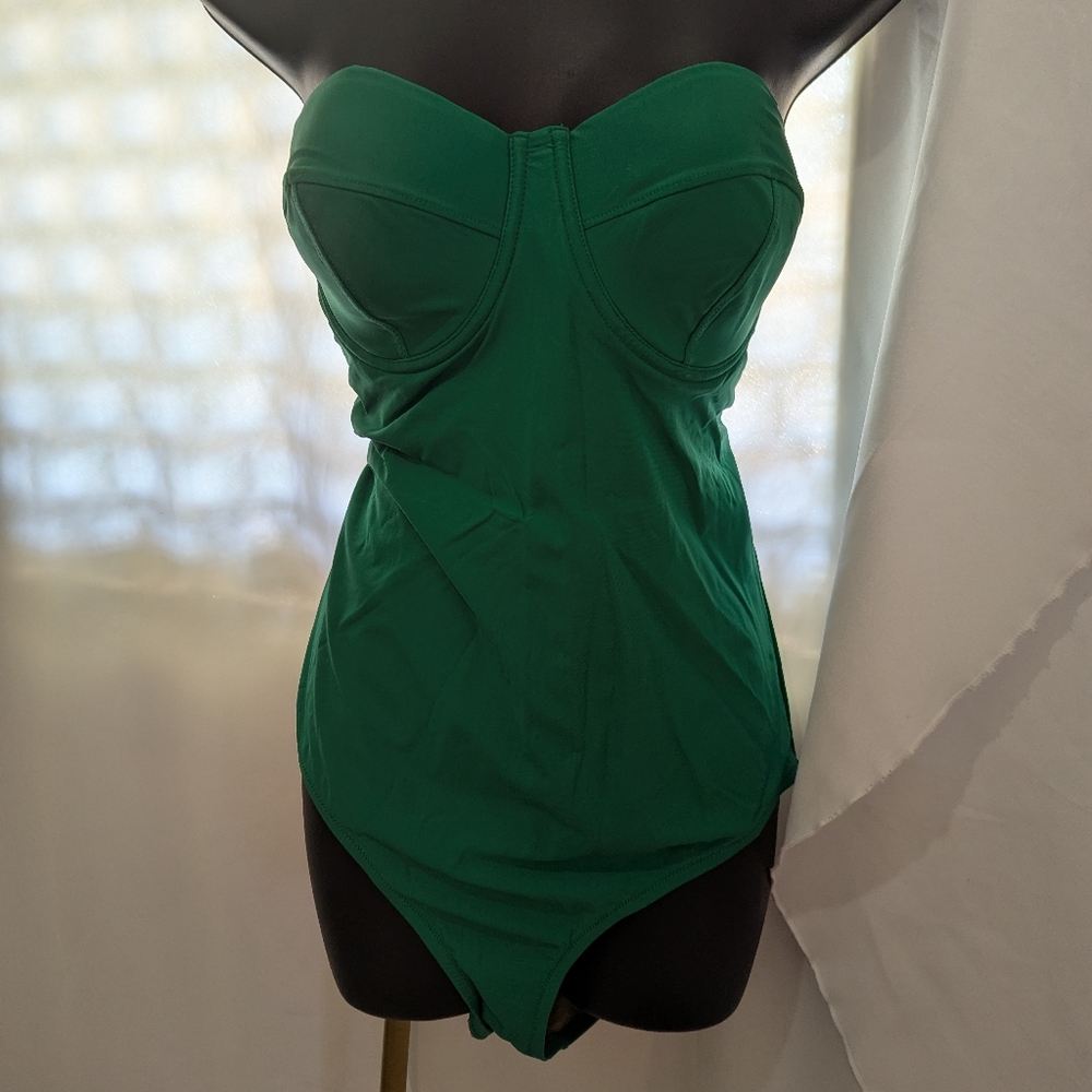 Green Strapless Swimsuit J Crew